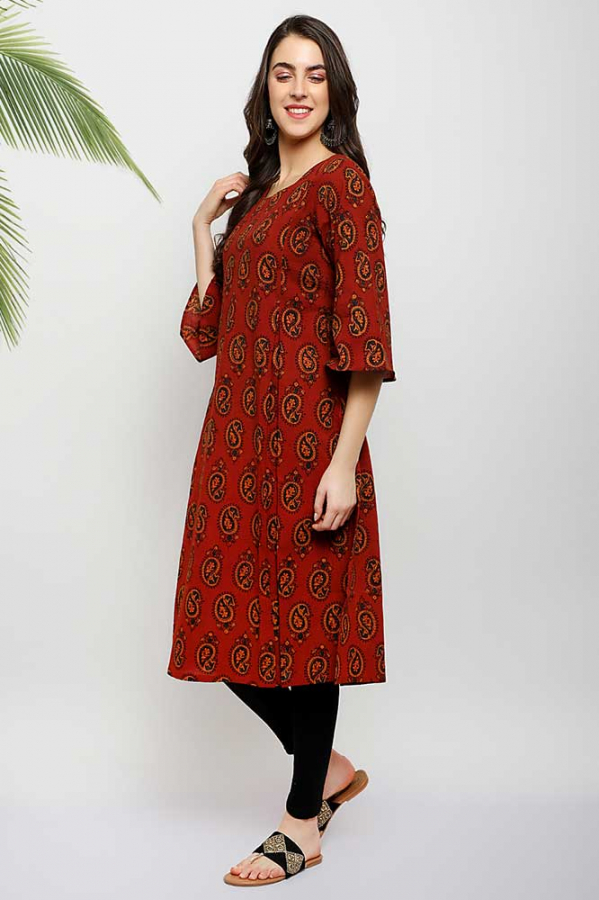 Red Chikan Printed Straight Kurti With Pant And Shawl Set by Aamayra  Fashion House on Dribbble